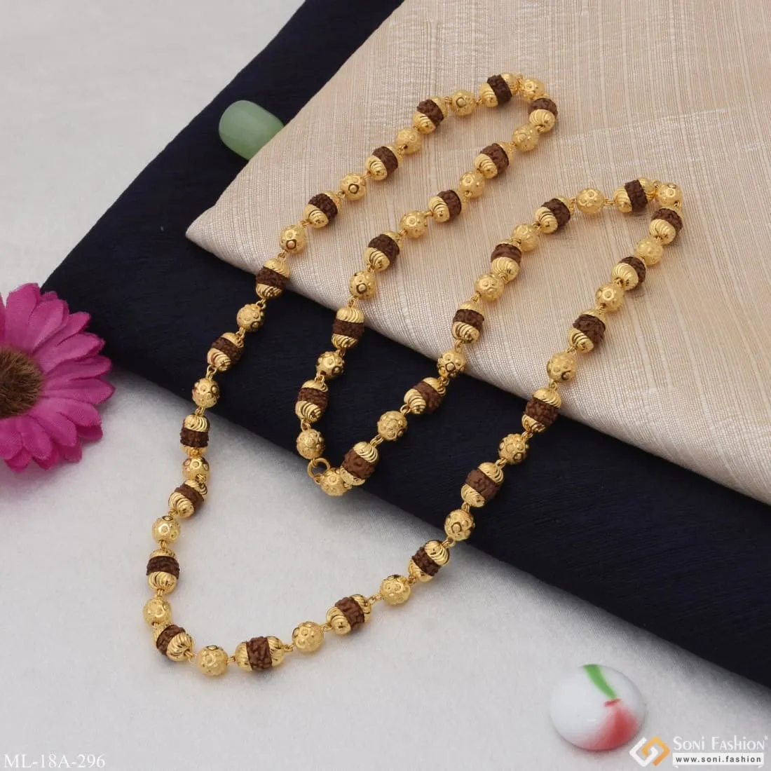 1 Gram Gold Plated Casual Design Premium-Grade Quality Mala for Men - Style A296
