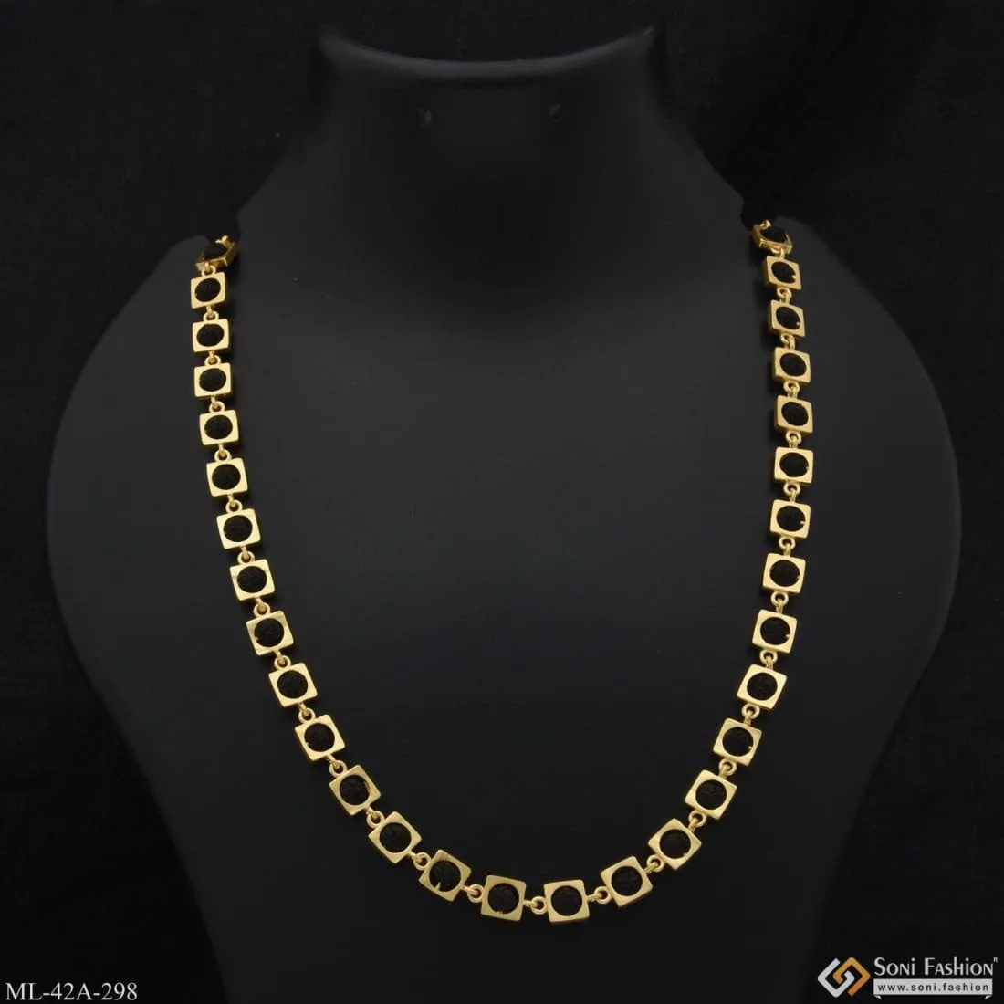 1 Gram Gold Plated Cool Design Superior Quality Rudraksha Mala For Men - Style A298