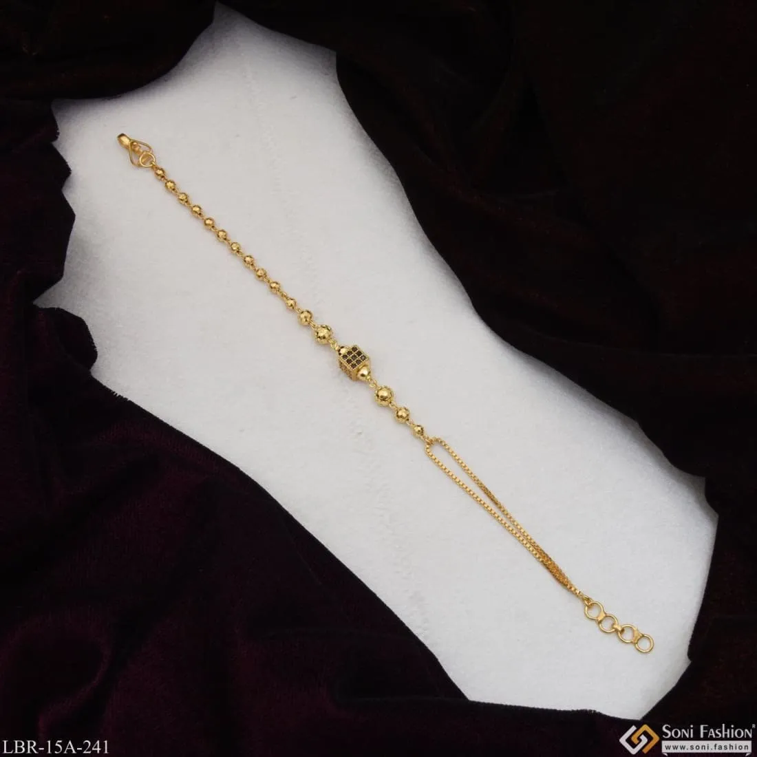 1 Gram Gold Plated Cube With Diamond Superior Quality Bracelet For Lady - Style A241