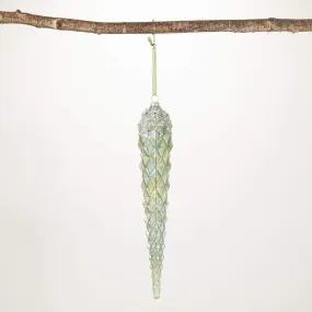 12.5"H Sullivans Icy Emerald Finial Ornament, Green Christmas Ornaments