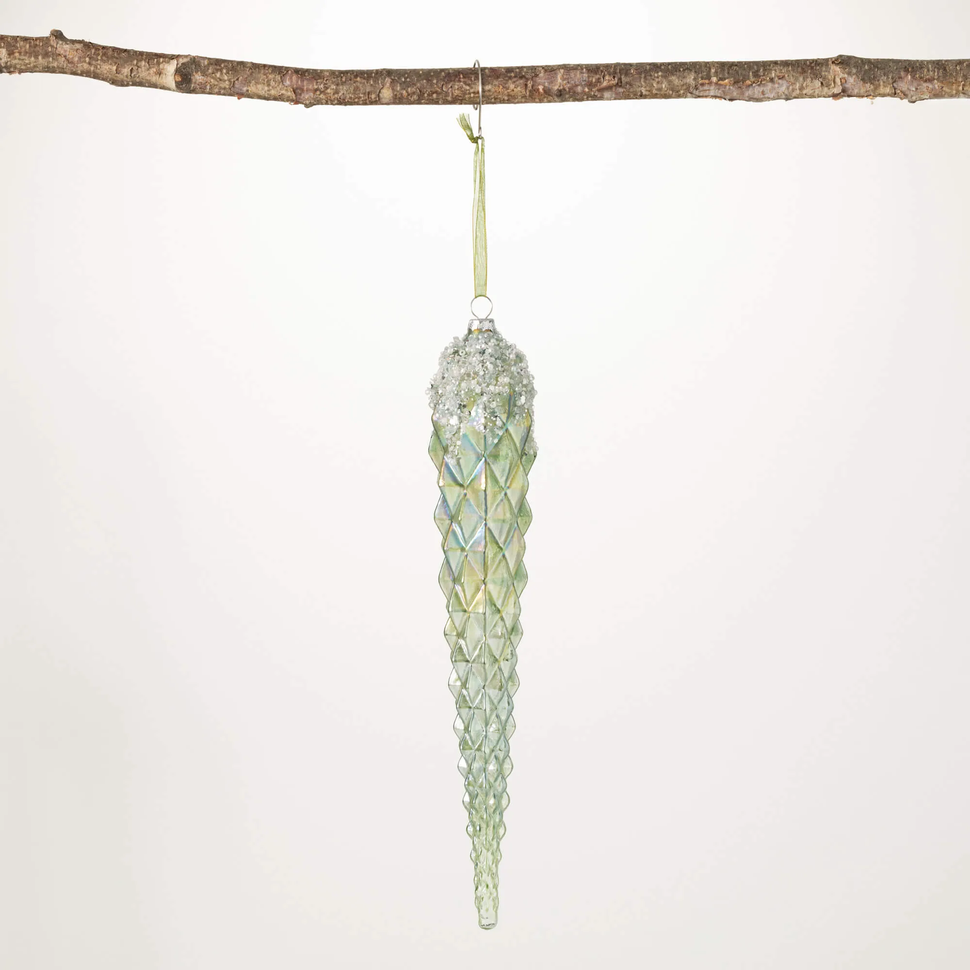 12.5"H Sullivans Icy Emerald Finial Ornament, Green Christmas Ornaments