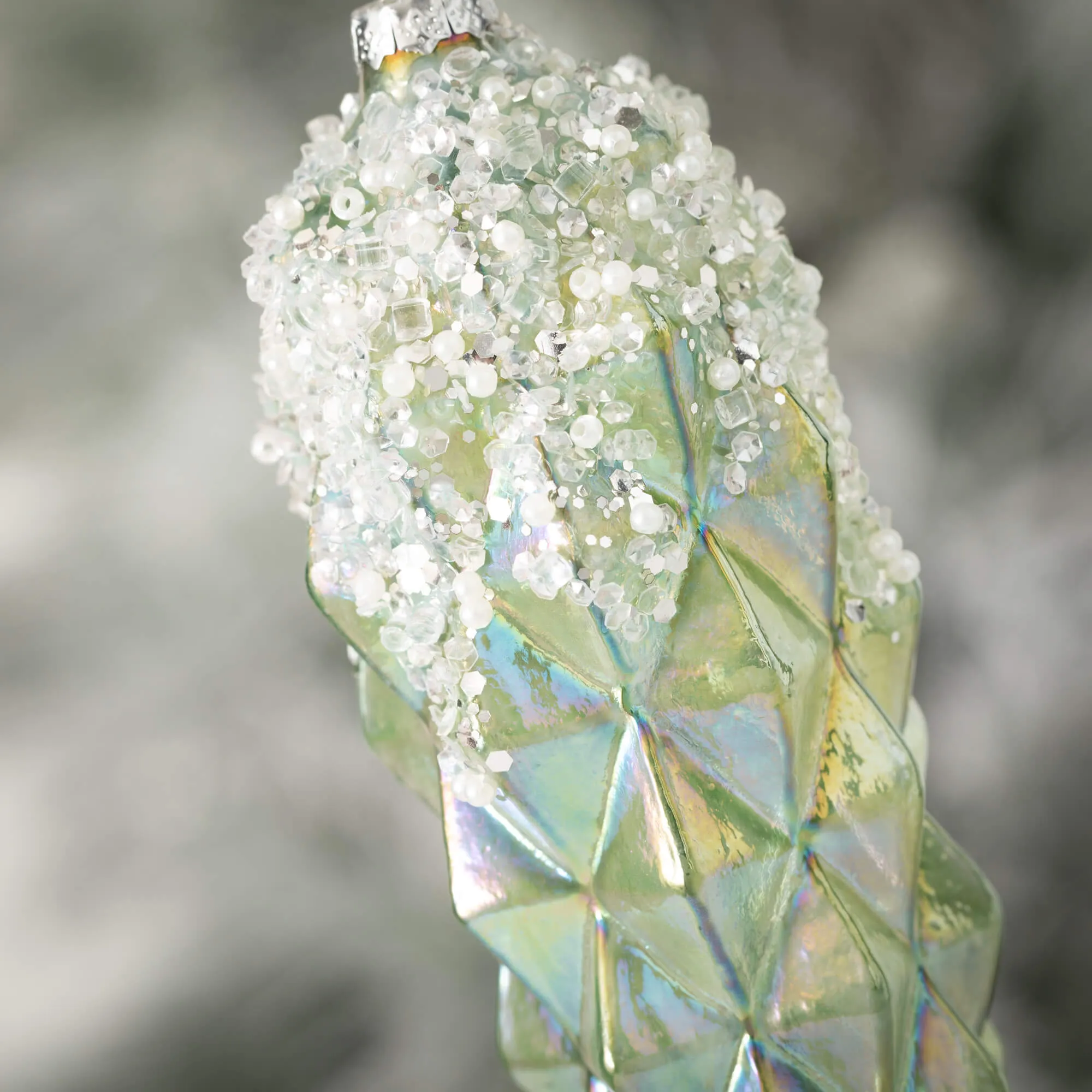 12.5"H Sullivans Icy Emerald Finial Ornament, Green Christmas Ornaments