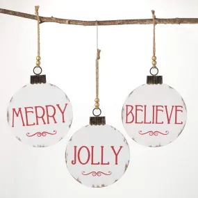12"H Sullivans Jolly Text Ornament - Set of 3, Multicolored Christmas Ornaments