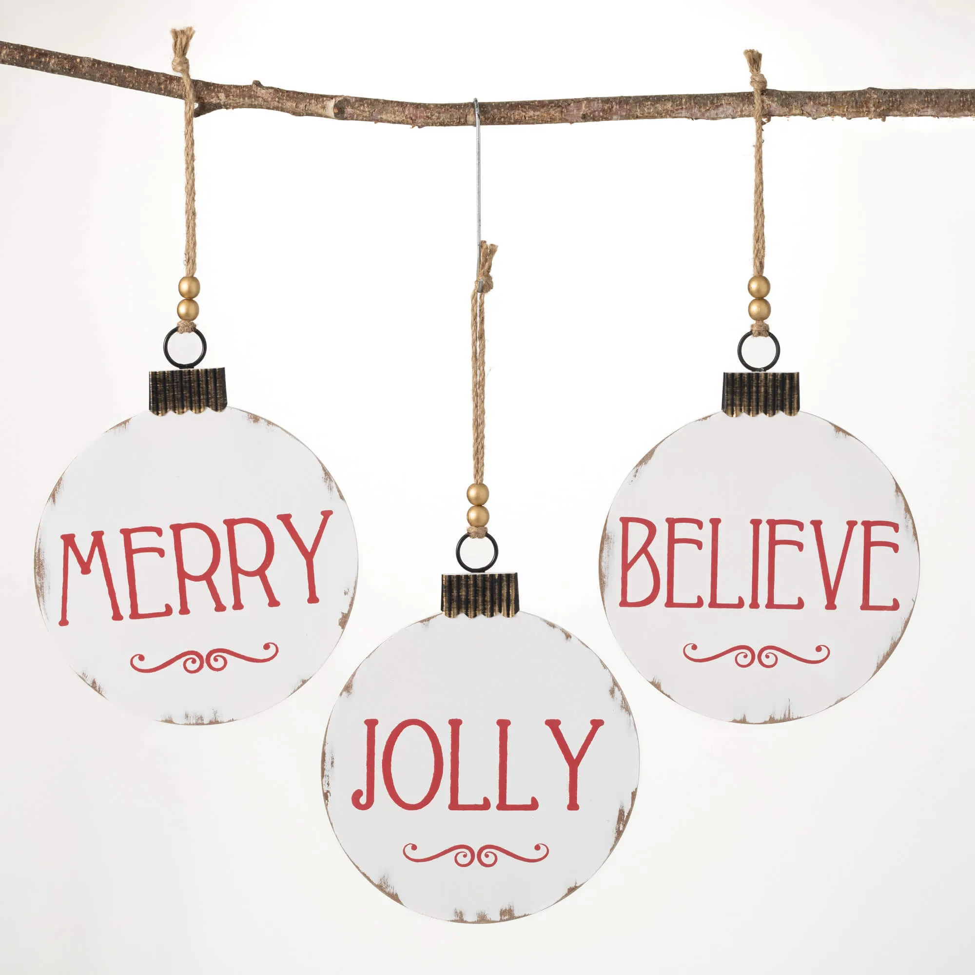 12"H Sullivans Jolly Text Ornament - Set of 3, Multicolored Christmas Ornaments