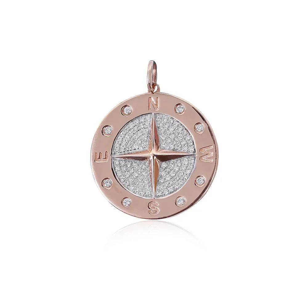 14K GOLD AND DIAMOND COMPASS CHARM