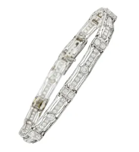 1930's Art Deco 3.82 CTW Diamond Platinum Scrolled Link Bracelet