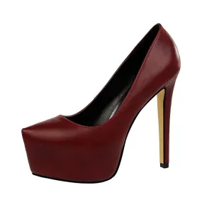 2018 New high heels women pumps 13.5CM thin heel Simple Waterproof platform Sexy Nightclub Pointed Toe sexy prom wedding shoes