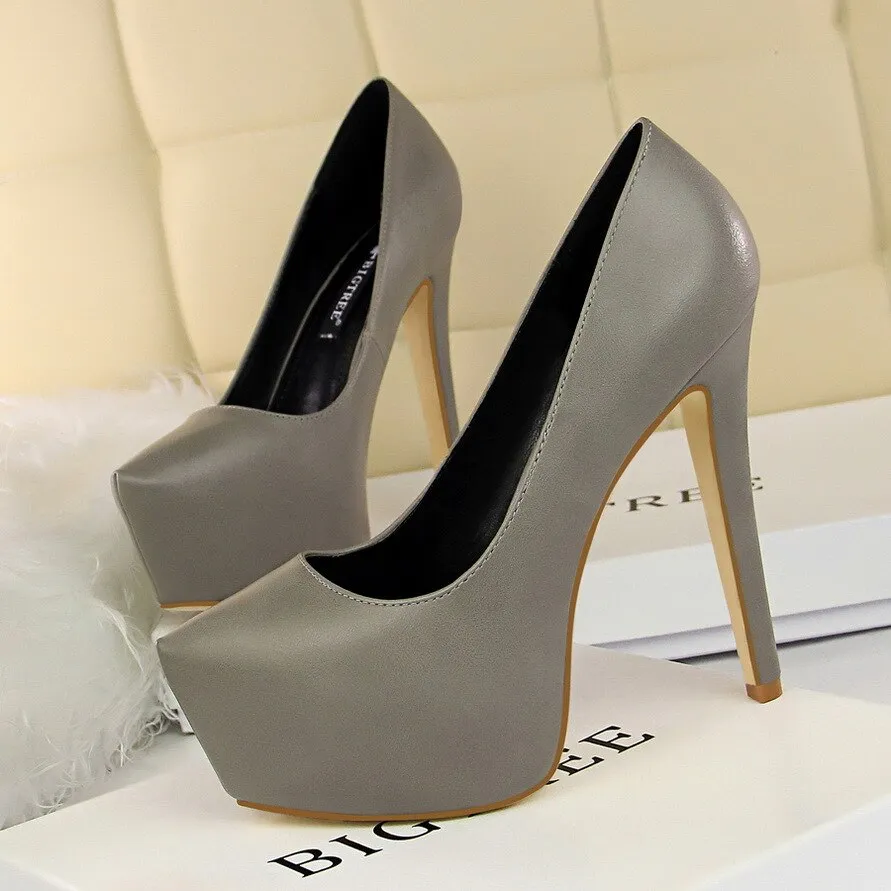 2018 New high heels women pumps 13.5CM thin heel Simple Waterproof platform Sexy Nightclub Pointed Toe sexy prom wedding shoes