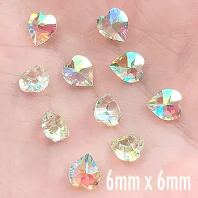 AB Clear Heart Resin Rhinestones | Faceted Rhinestone | Faux Gemstones | Kawaii Jewelry DIY (10 pcs / 6mm x 6mm)