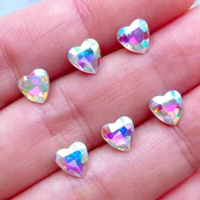 AB Heart Rhinestone | 6mm Pointed Back Rhinestones | Bling Bling Decoden Supplies | Wedding Decoration | Nail Art (6pcs / AB Clear)