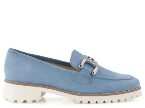 Ara Women's Kiana Buckle Loafer Cool Blue Kid Suede
