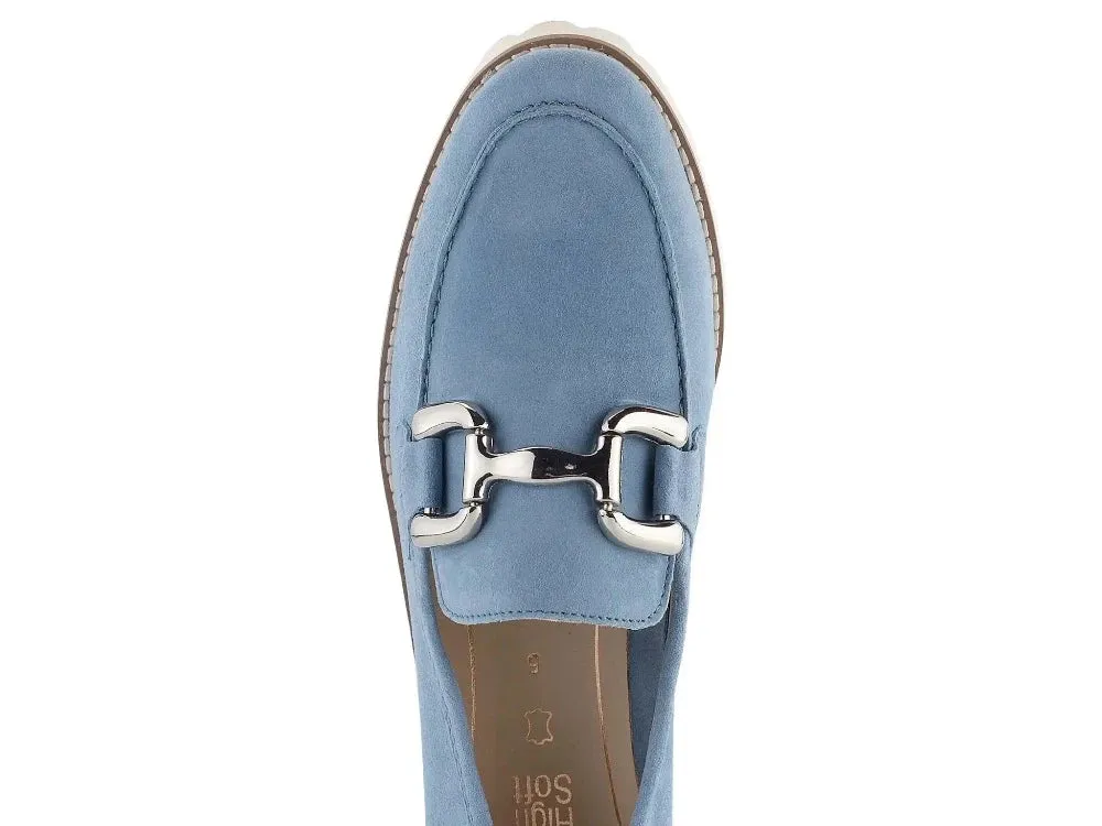 Ara Women's Kiana Buckle Loafer Cool Blue Kid Suede
