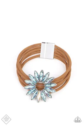 Astral Adventure Iridescent Rhinestone and Suede Bracelet - Paparazzi Accessories