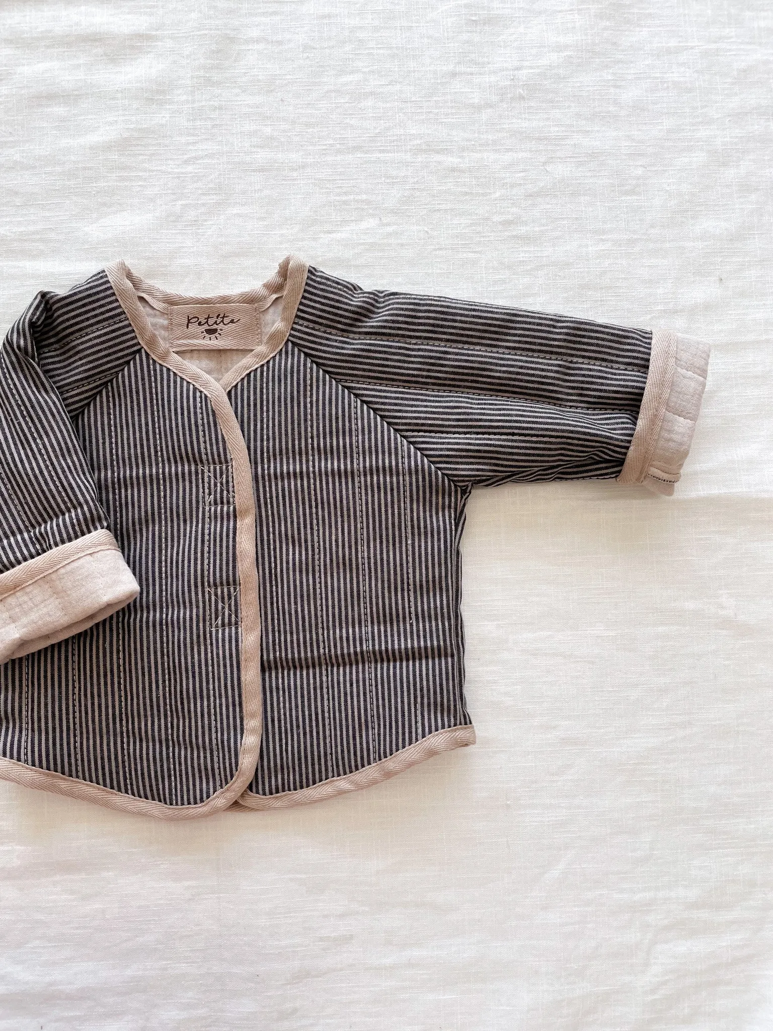 Baby & toddler teddy jacket / stripes - charcoal