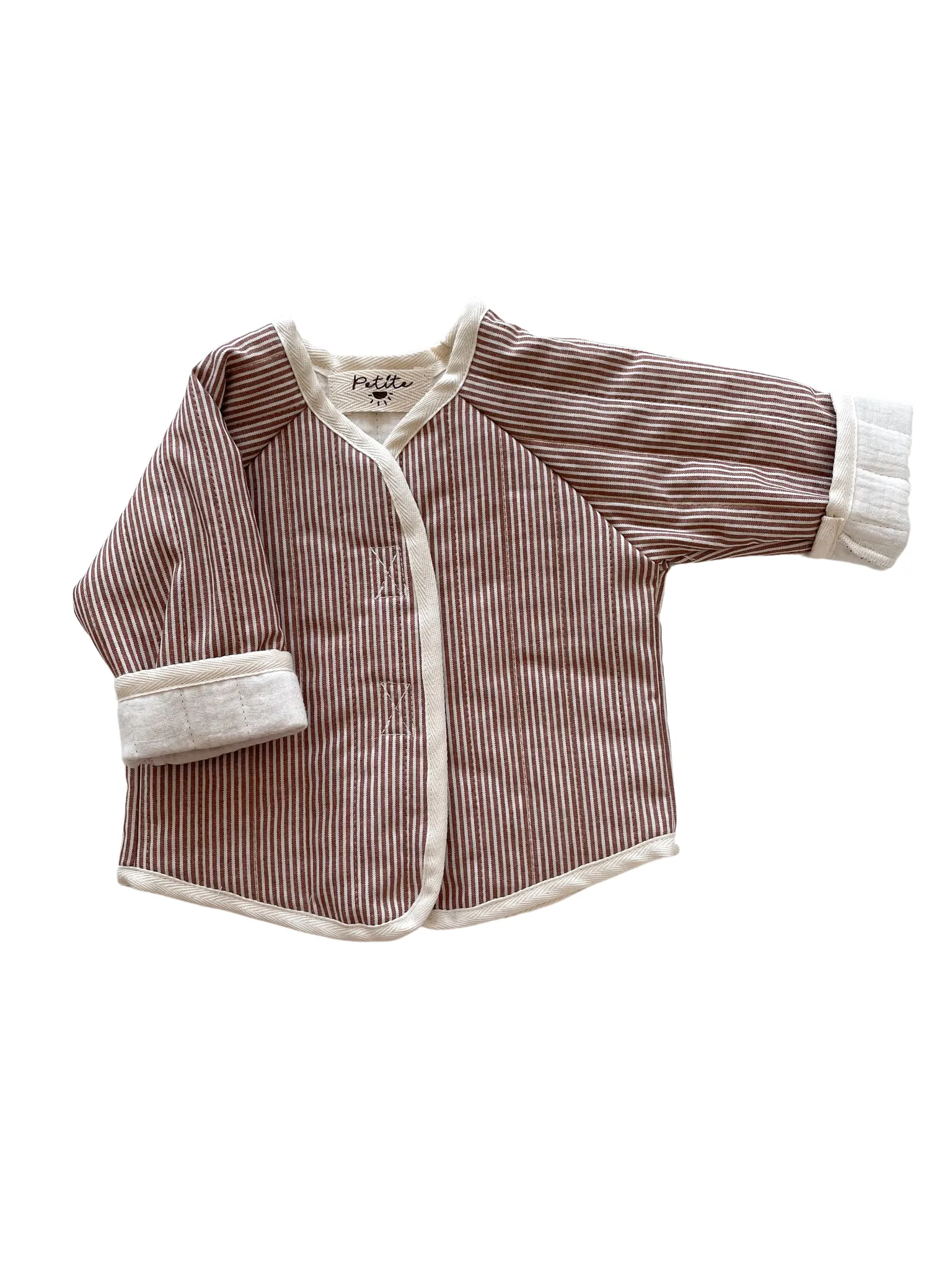 Baby & toddler teddy jacket / stripes - chestnut