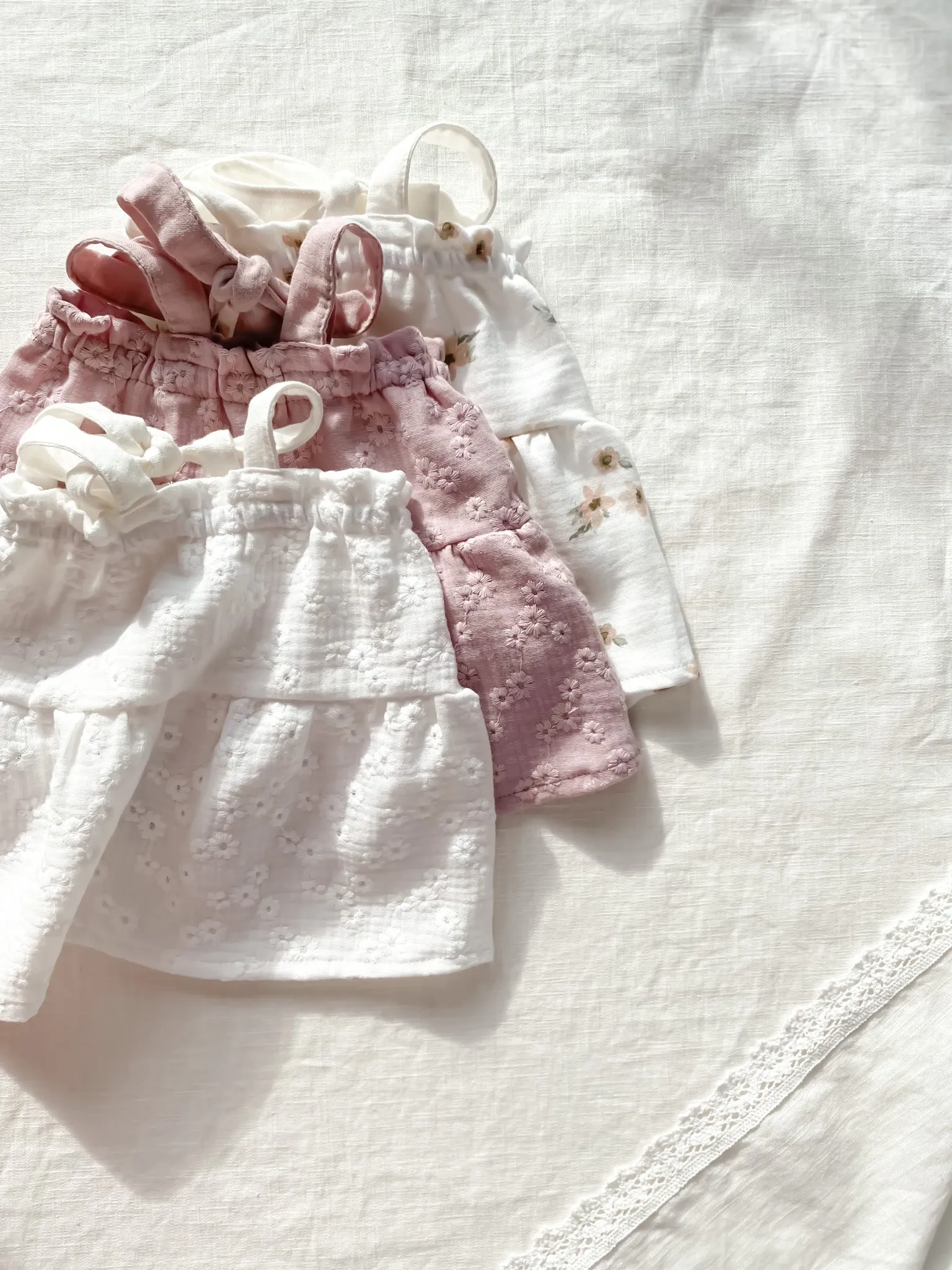 Baby dress / embroidered muslin - blush