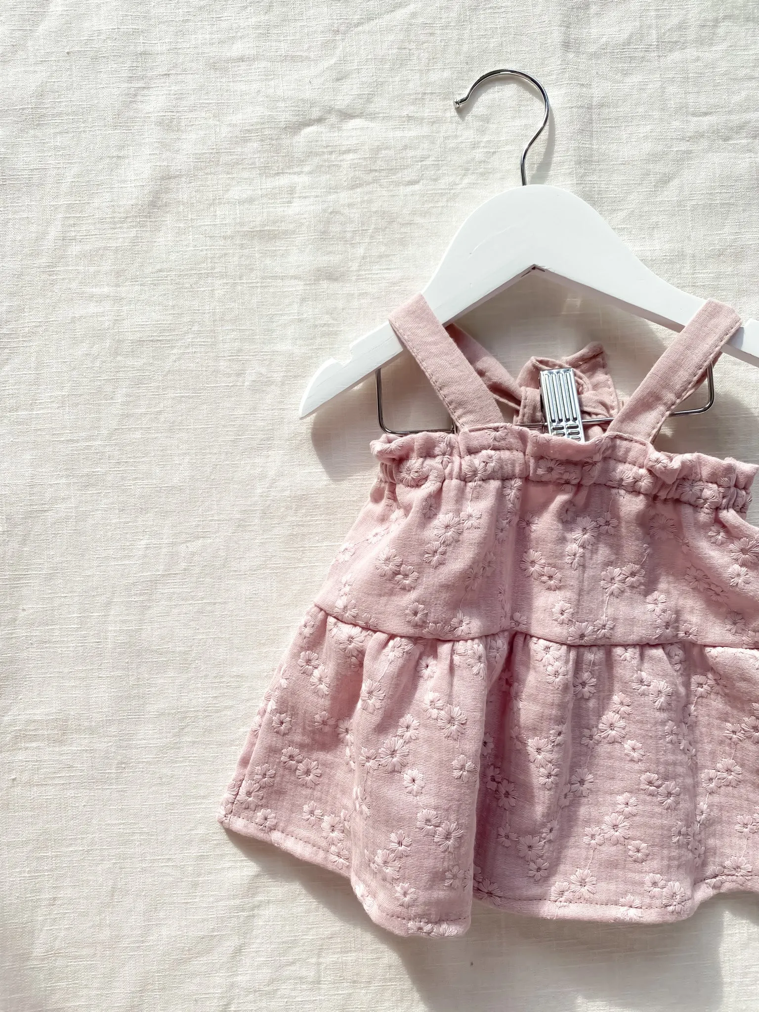 Baby dress / embroidered muslin - blush