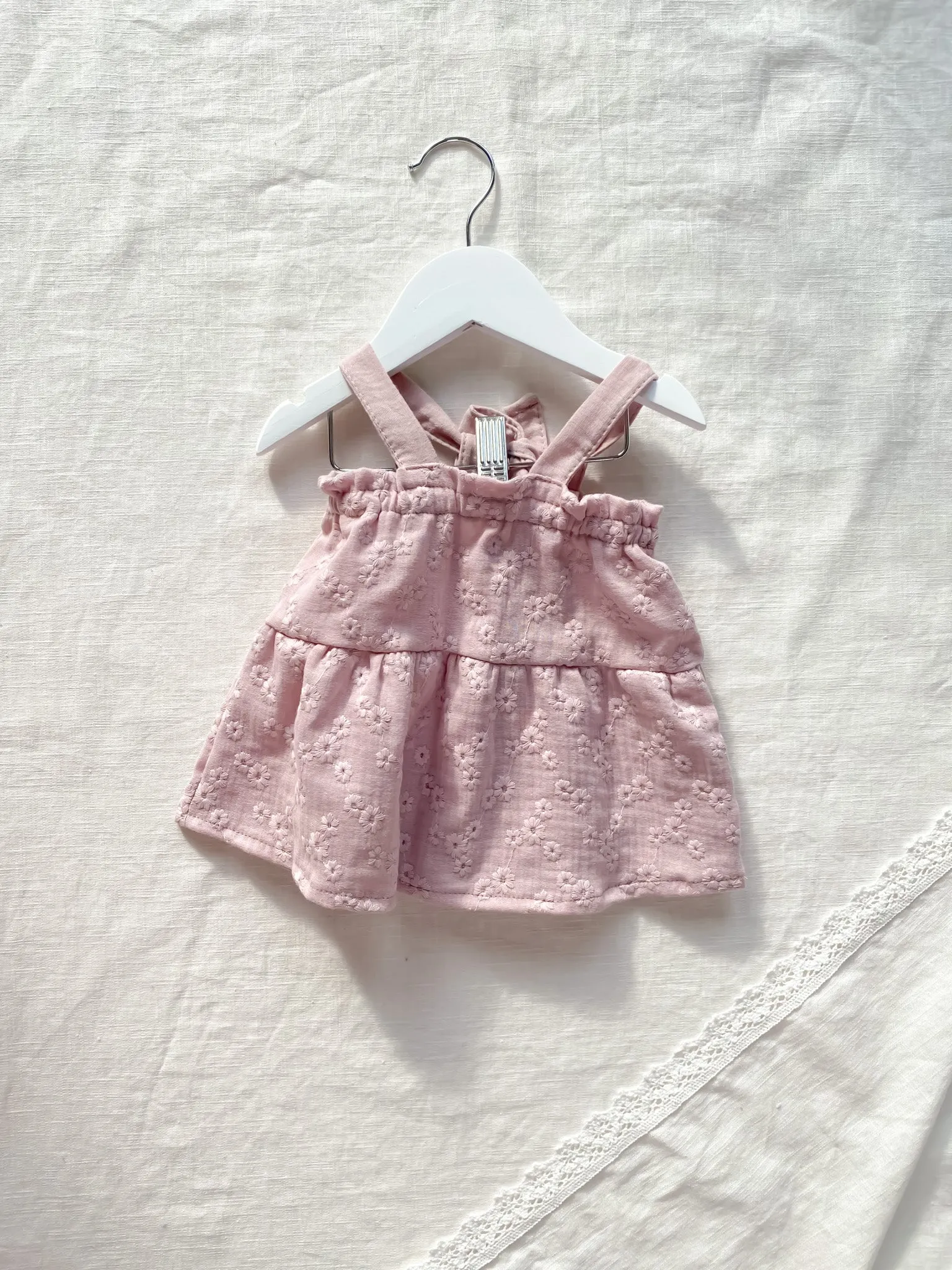 Baby dress / embroidered muslin - blush