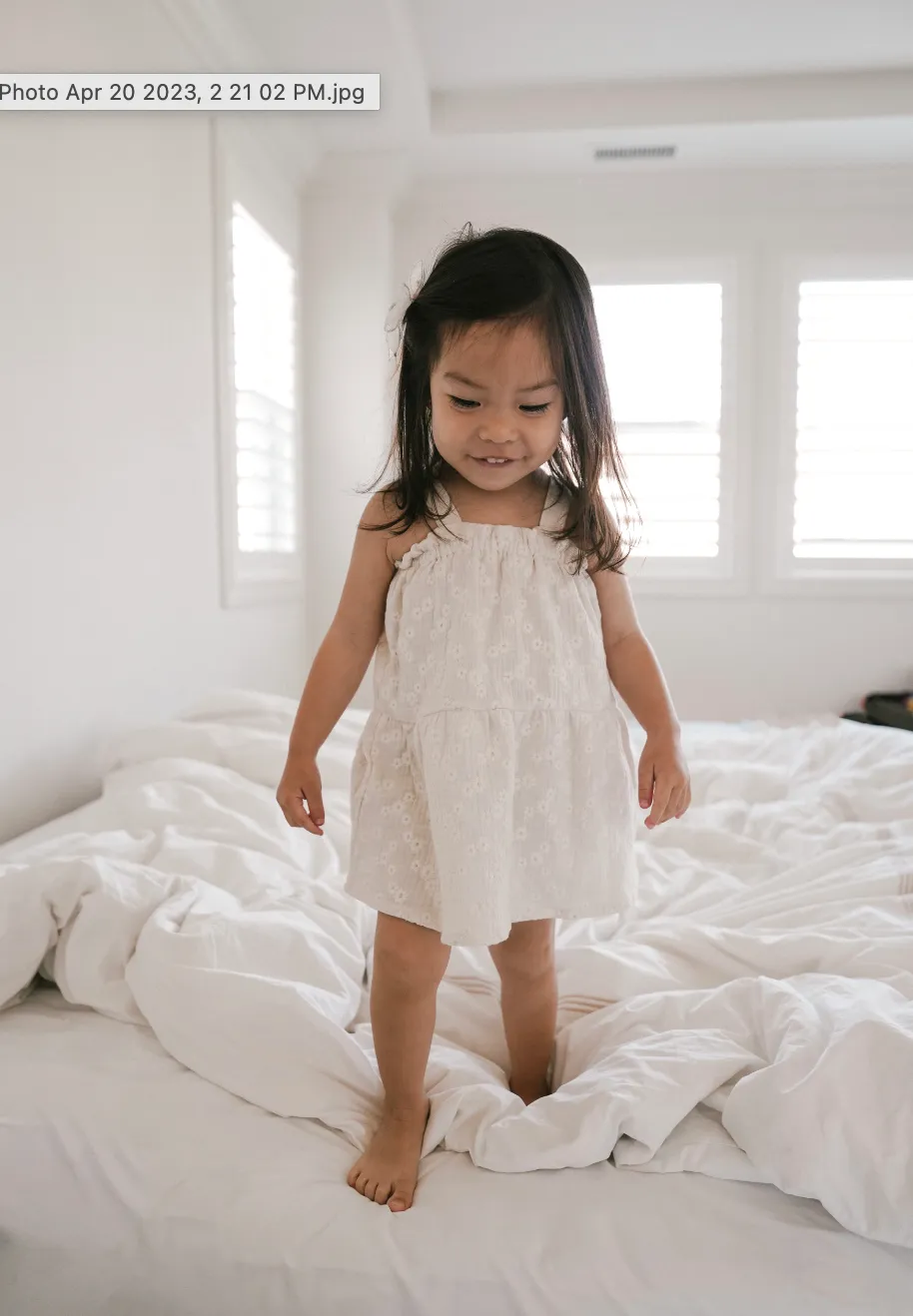 Baby dress / embroidered muslin - ecru