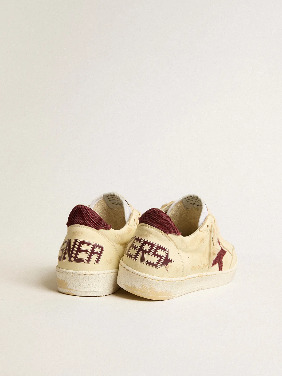 Ball Star in beige nappa with burgundy mesh star and heel tab
