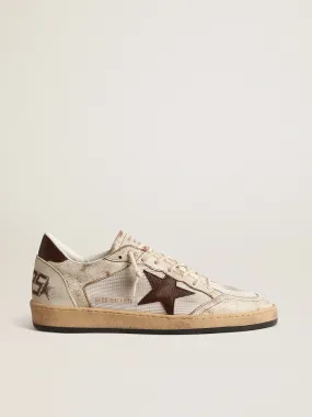 Ball Star LTD in ecru leather and white mesh with brown star