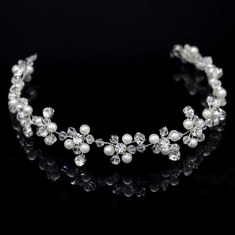 Bridal Sweet Headband Headpieces Banquet Pearls Headdress Simple Chain Hair Vine For Banquet Wedding Masquerade Hair Jewelry