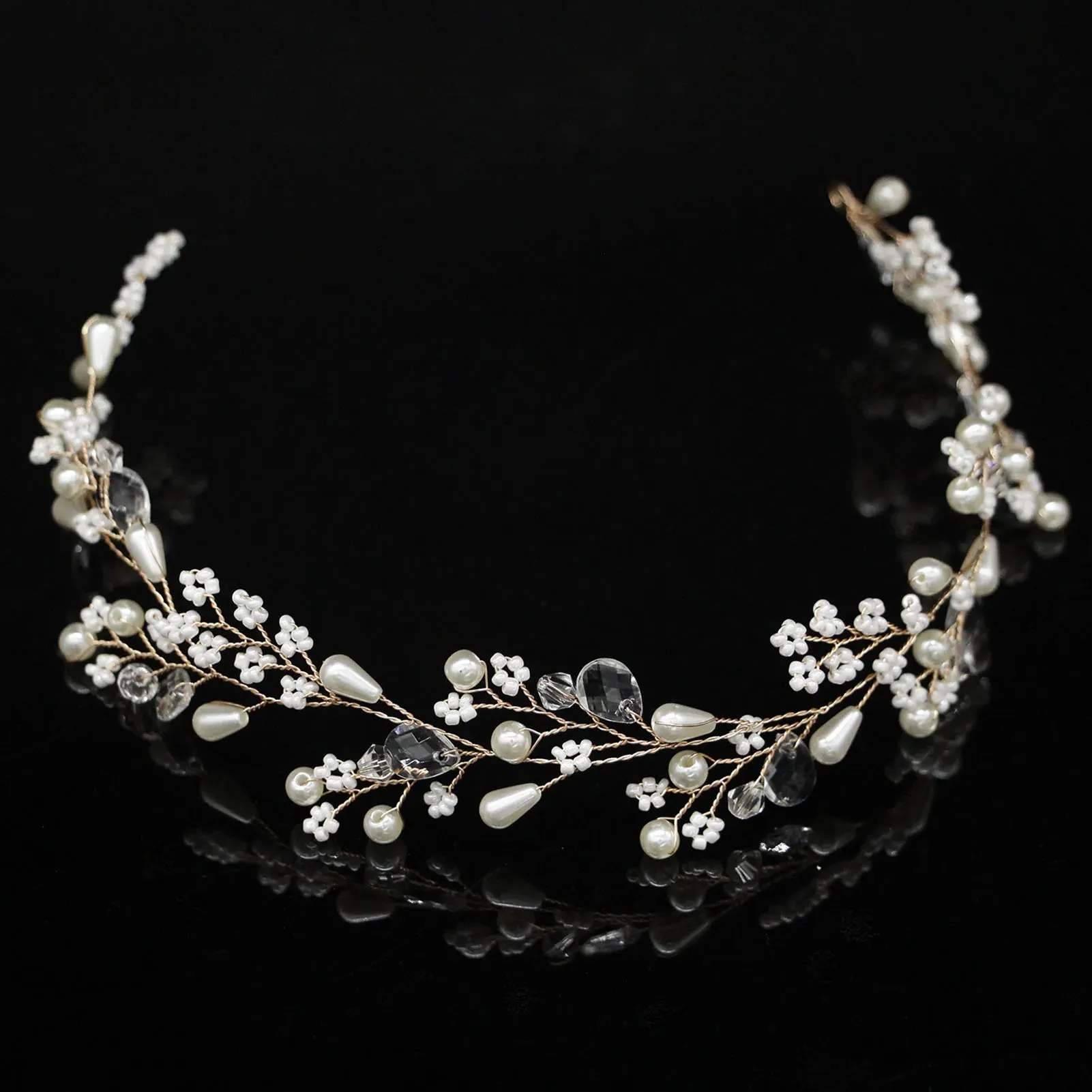 Bridal Sweet Headband Headpieces Banquet Pearls Headdress Simple Chain Hair Vine For Banquet Wedding Masquerade Hair Jewelry