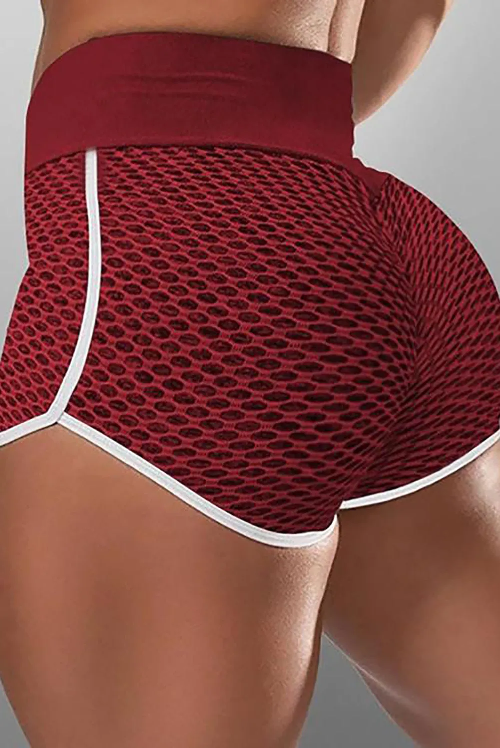 Butt Lifting  Honeycomb Contrast Stripes Yoga Shorts