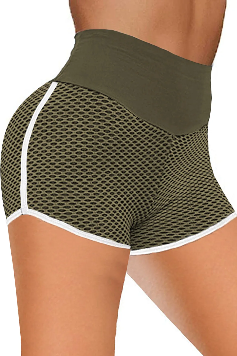 Butt Lifting  Honeycomb Contrast Stripes Yoga Shorts