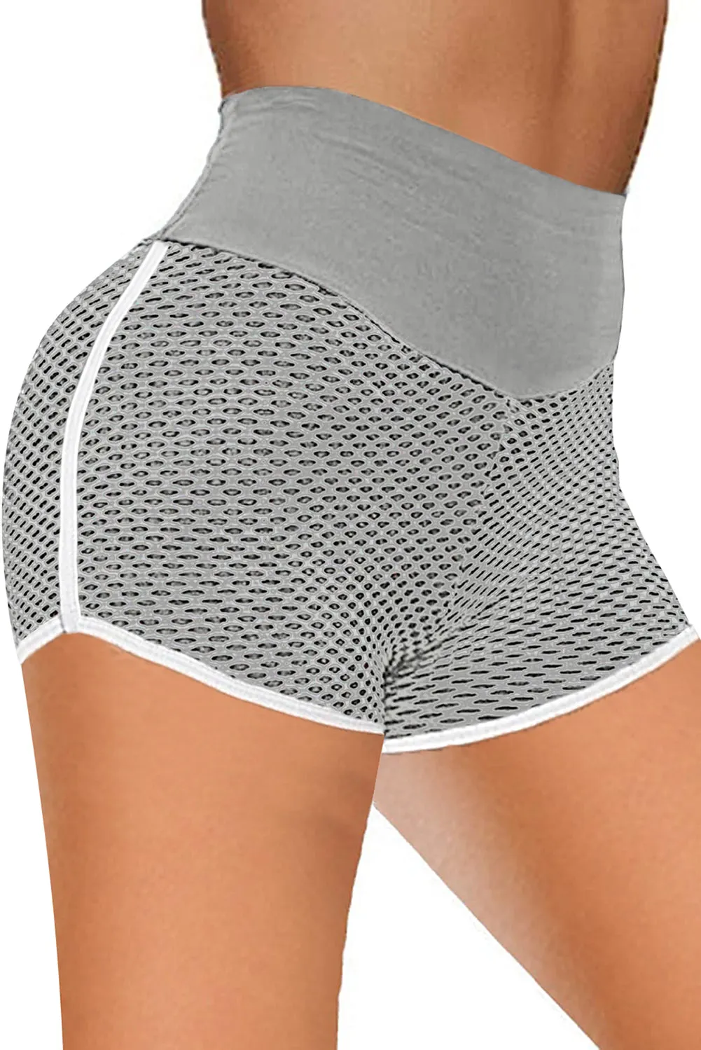 Butt Lifting  Honeycomb Contrast Stripes Yoga Shorts