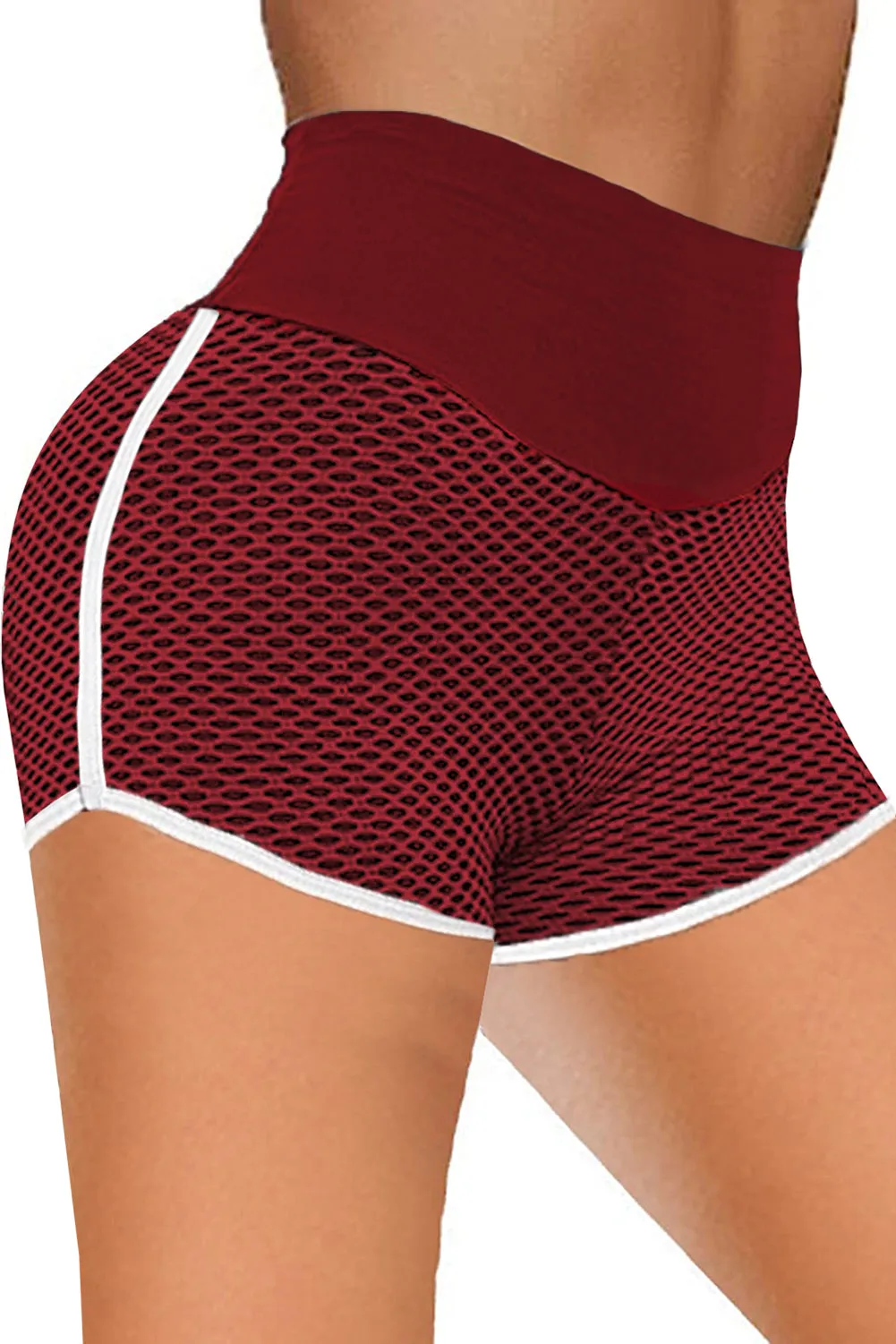 Butt Lifting  Honeycomb Contrast Stripes Yoga Shorts
