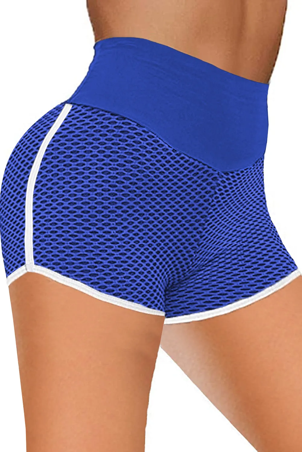 Butt Lifting  Honeycomb Contrast Stripes Yoga Shorts