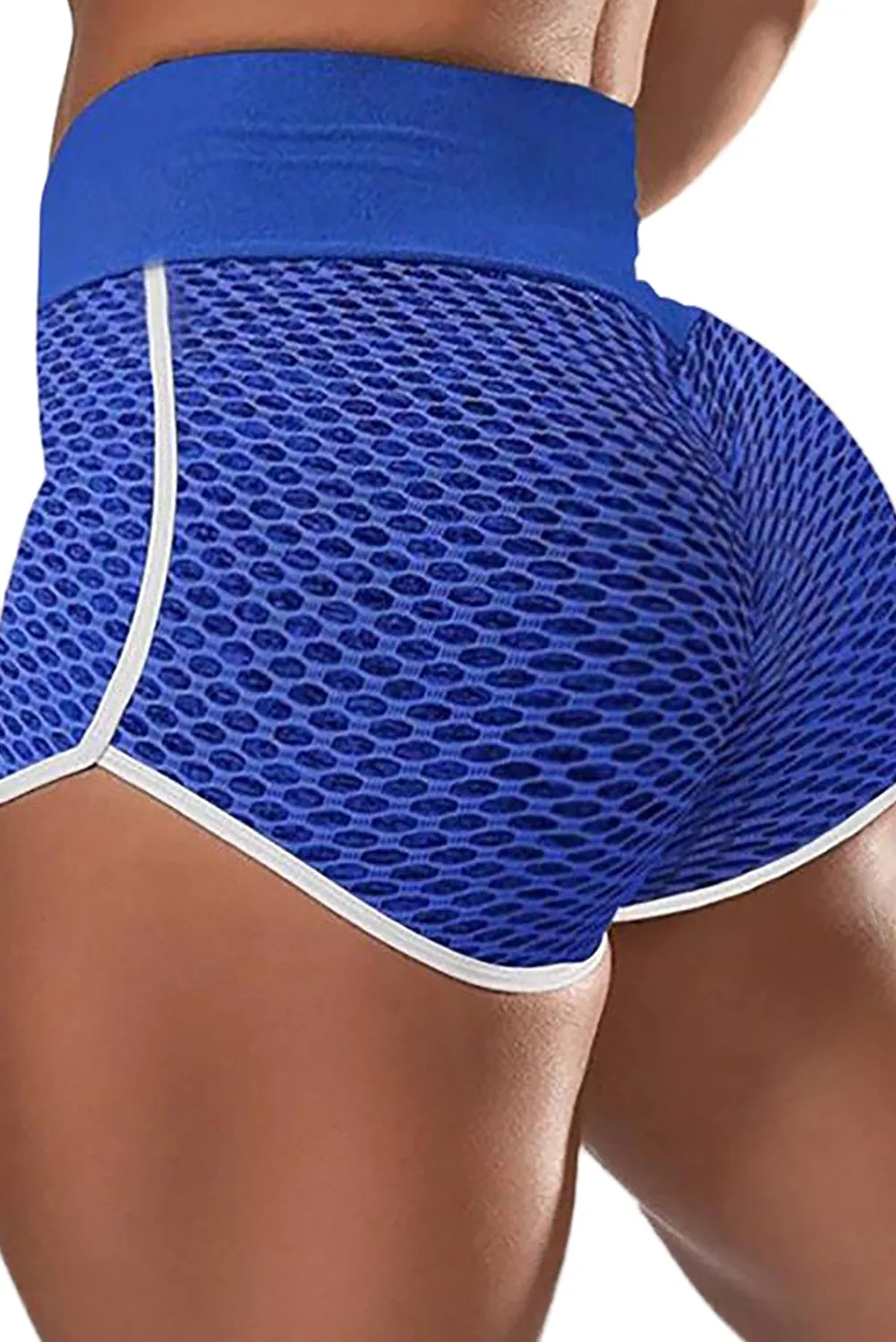 Butt Lifting  Honeycomb Contrast Stripes Yoga Shorts