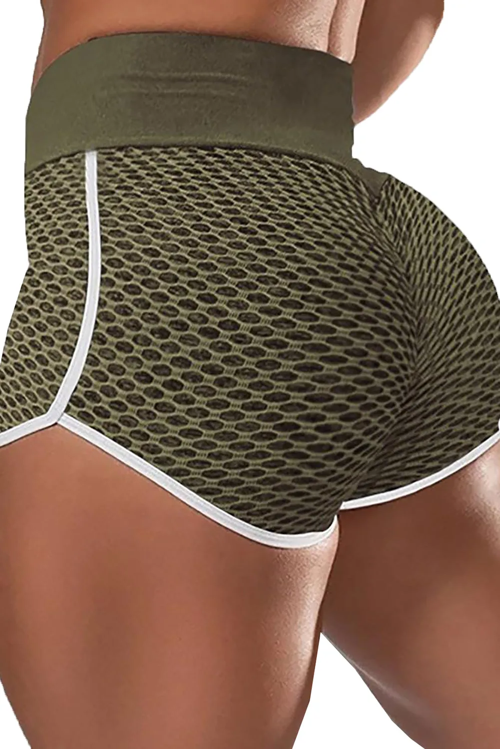 Butt Lifting  Honeycomb Contrast Stripes Yoga Shorts