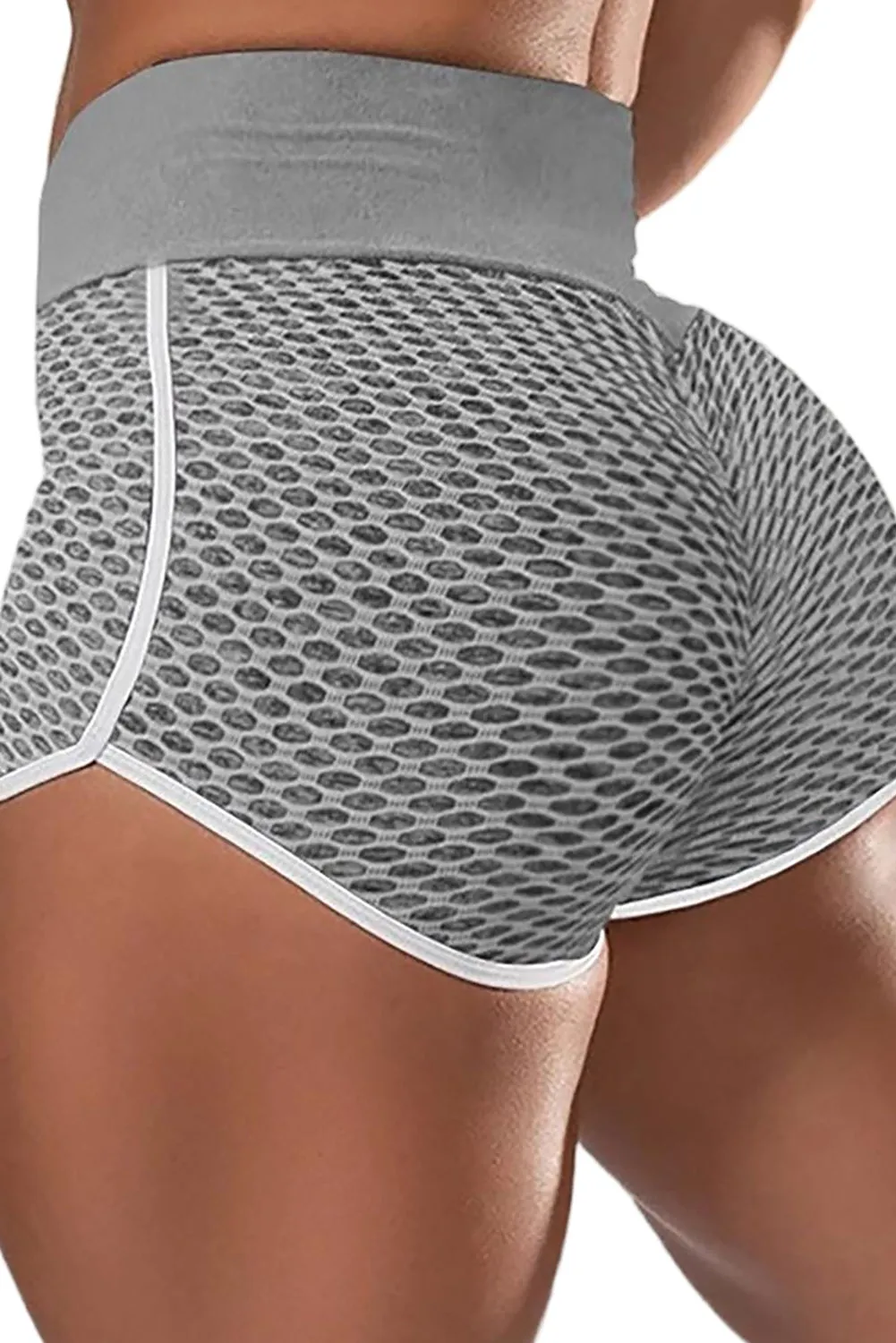 Butt Lifting  Honeycomb Contrast Stripes Yoga Shorts
