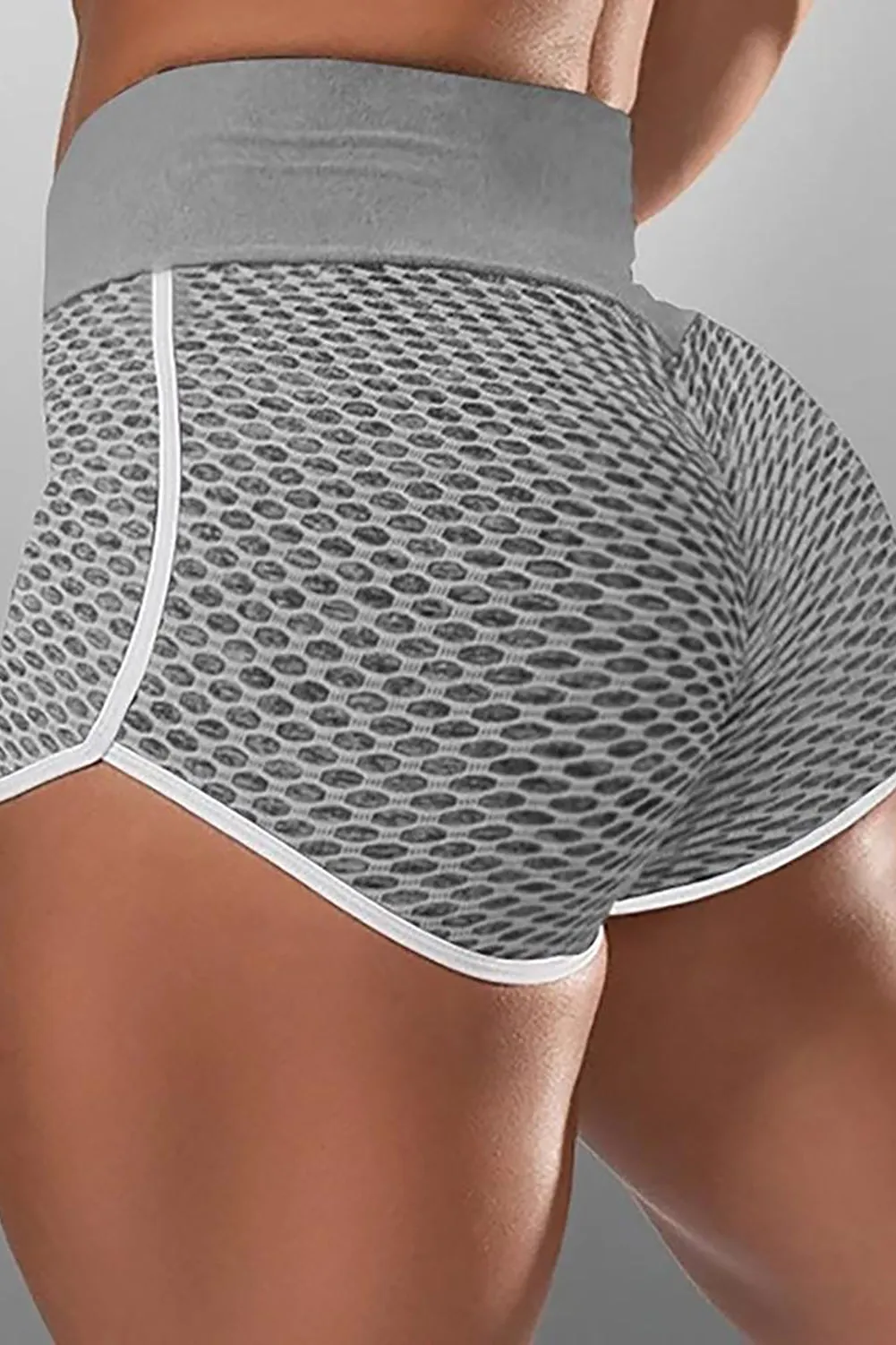 Butt Lifting  Honeycomb Contrast Stripes Yoga Shorts