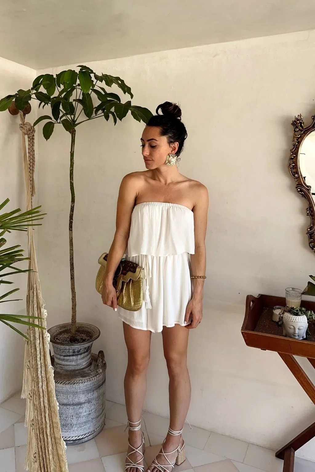 Cascade White Plisse Romper