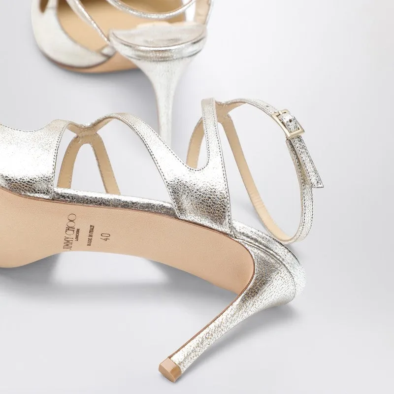 Champagne-Coloured Azia 75 Pump In Glittered Leather