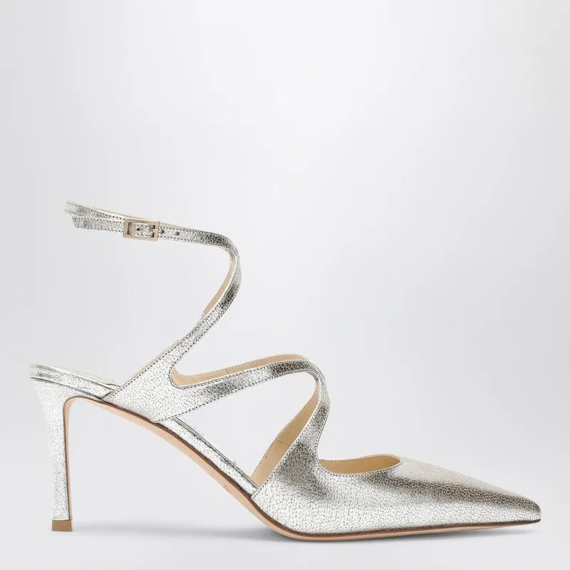 Champagne-Coloured Azia 75 Pump In Glittered Leather