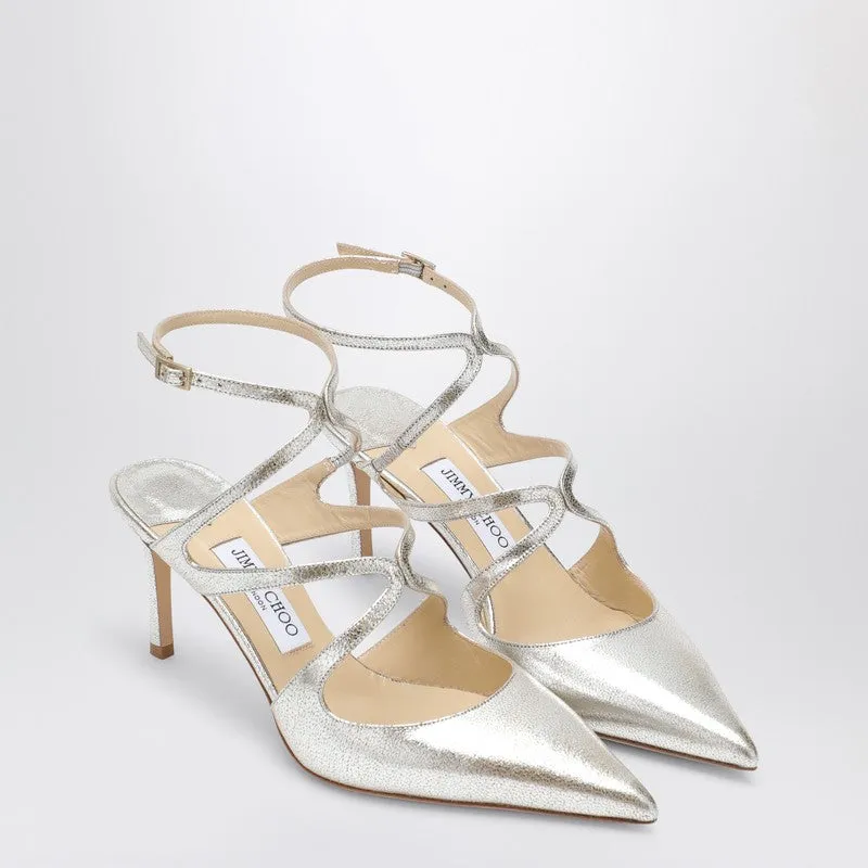 Champagne-Coloured Azia 75 Pump In Glittered Leather