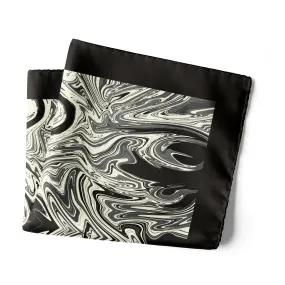 Chokore Black & Off-White Silk Pocket Square from the Marble Design range