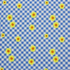 Daisies on Gingham Printed Spandex | Blue Moon Fabrics