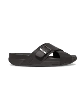 FitFlop Surfer Buckle Nubuck Mens Cross Slides Black