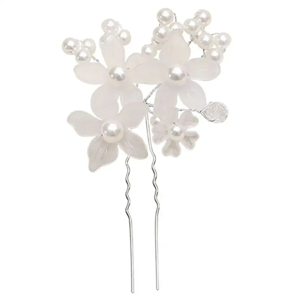 Flower Faux Pearl Wedding Hair Pin Trendy Tiara Wedding Hair Comb Bridal Hairpins White Pearl Rhinestone Head Jewelry Hair Clip