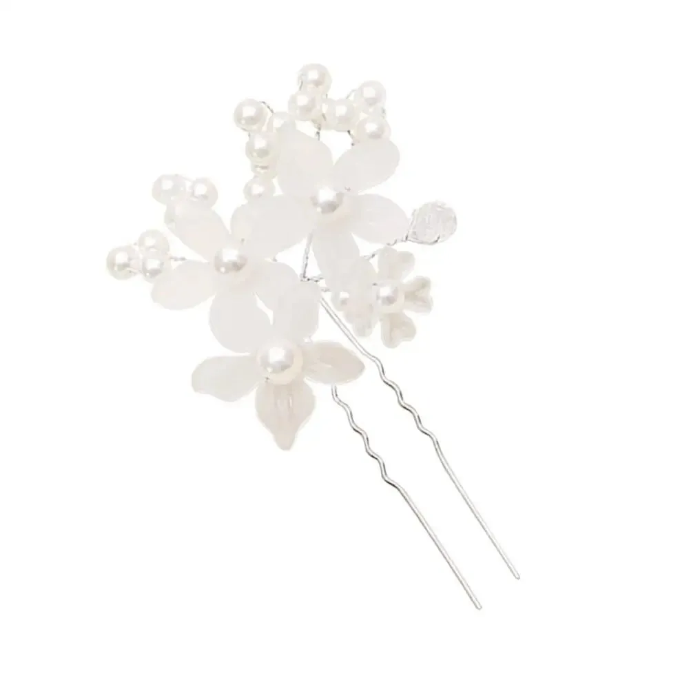 Flower Faux Pearl Wedding Hair Pin Trendy Tiara Wedding Hair Comb Bridal Hairpins White Pearl Rhinestone Head Jewelry Hair Clip
