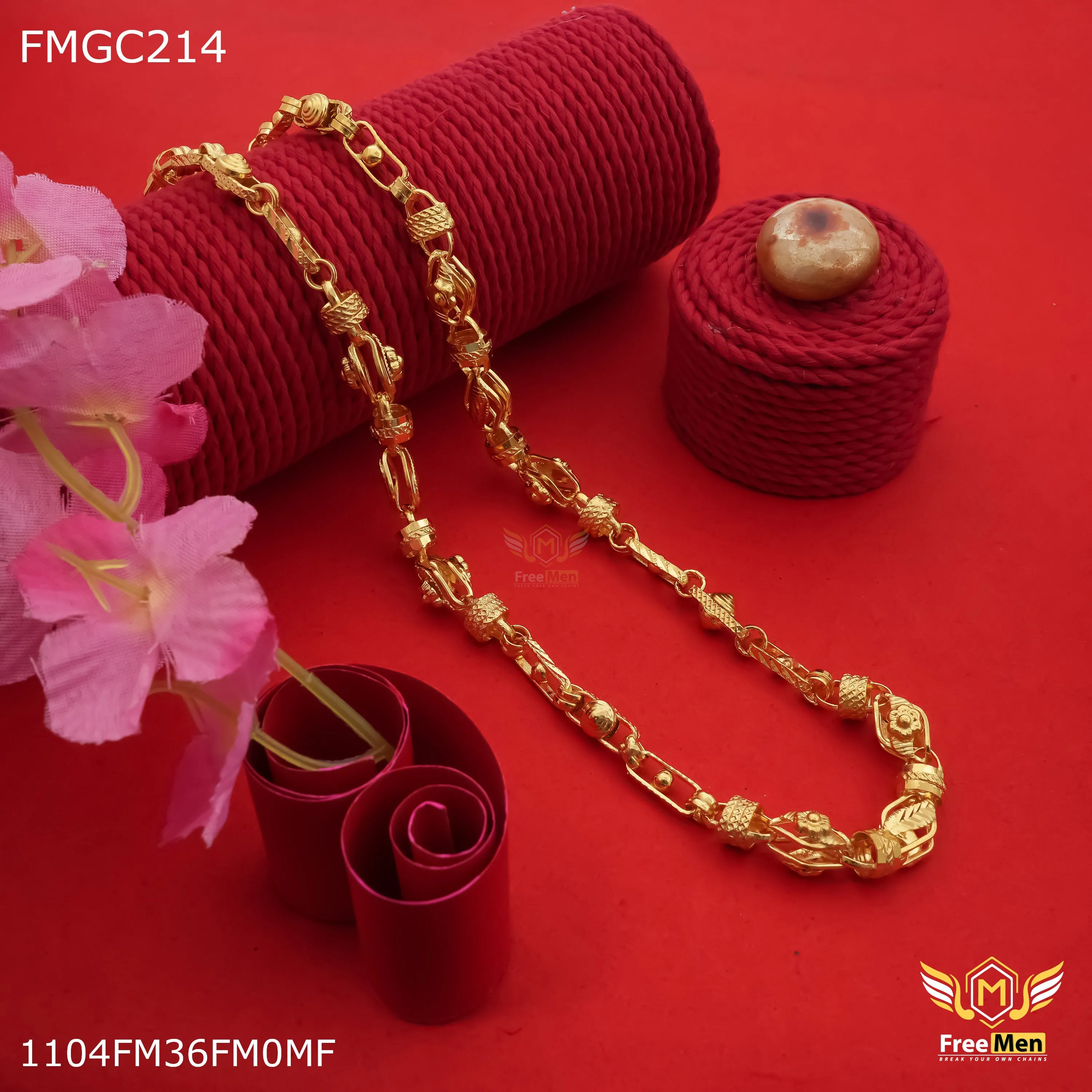 Freemen 1GM indo life chain with flower Chain for Man - FMCG214