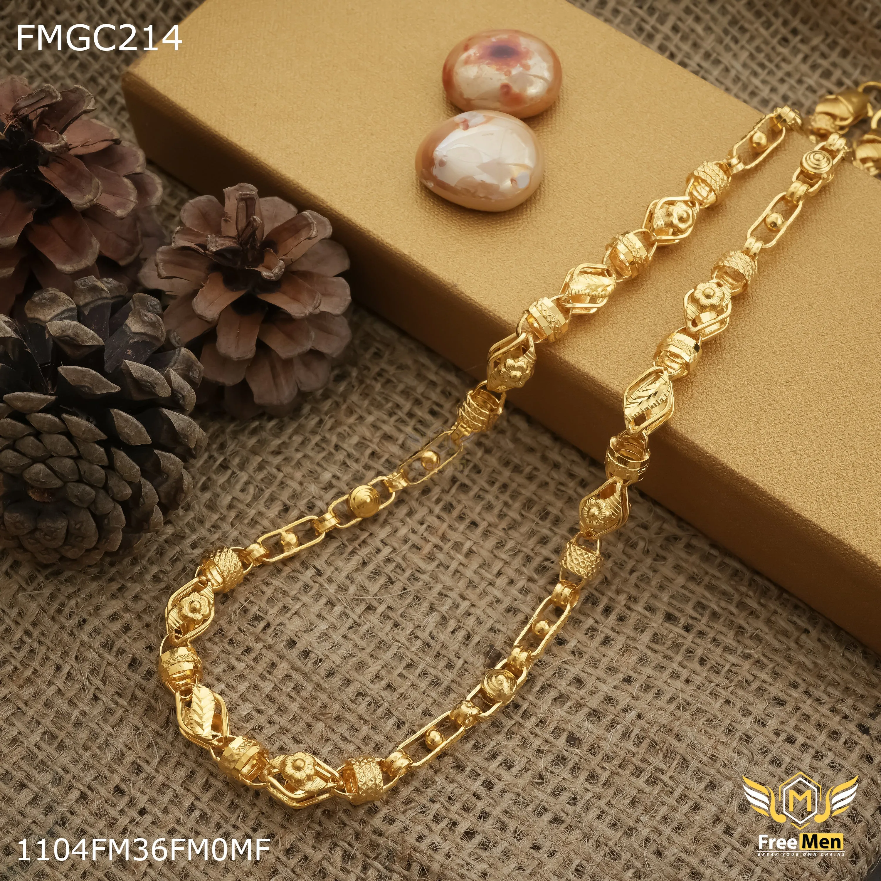 Freemen 1GM indo life chain with flower Chain for Man - FMCG214