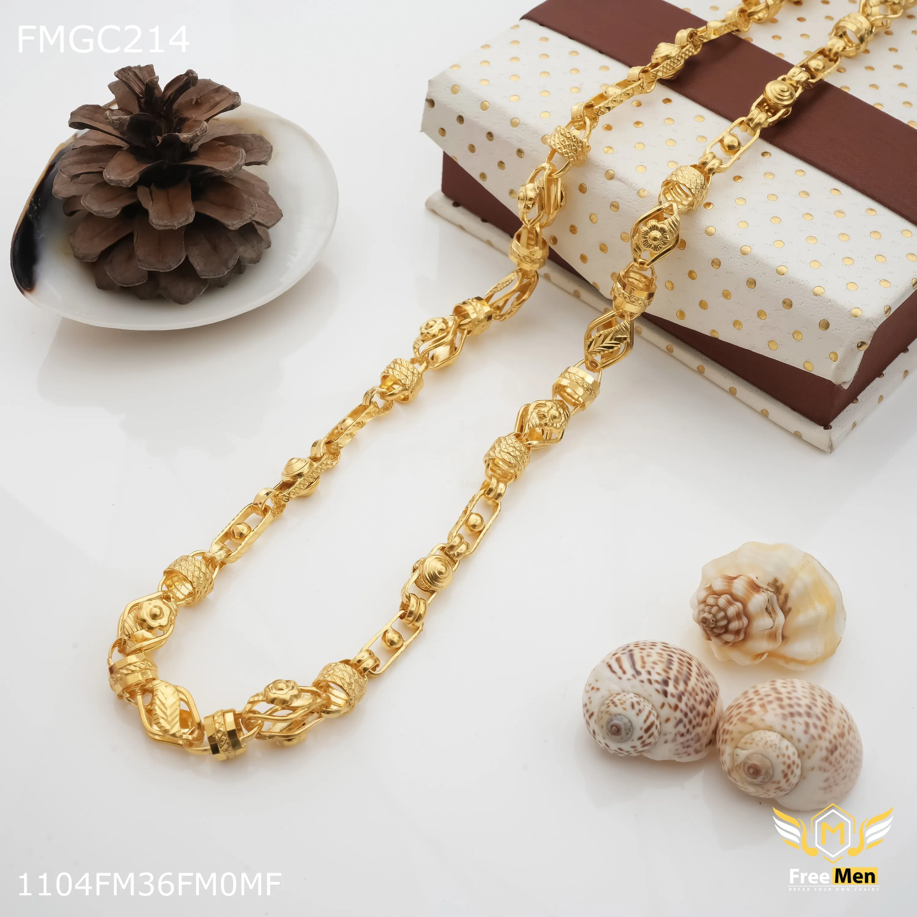 Freemen 1GM indo life chain with flower Chain for Man - FMCG214