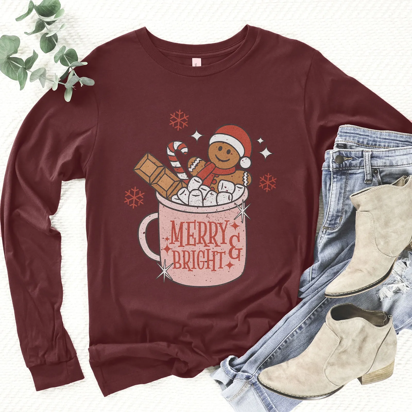 Gingerbread Merry and Bright Long Sleeve