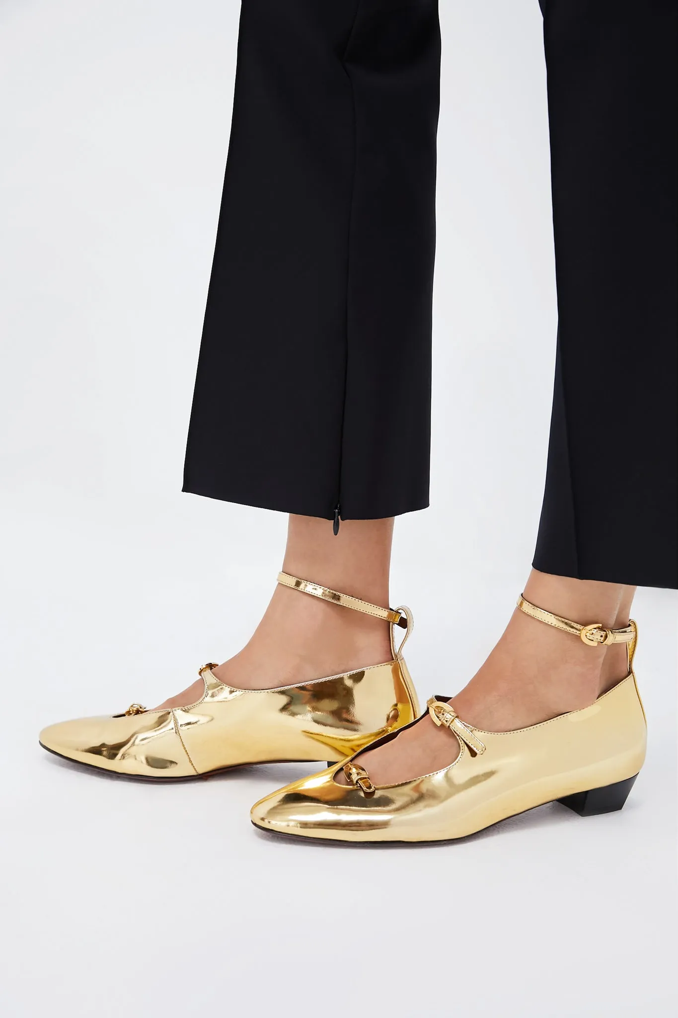 Gold Mirror Leather La Bambola Heels